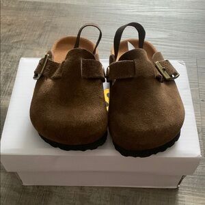 Kids Brown Suede Clogs